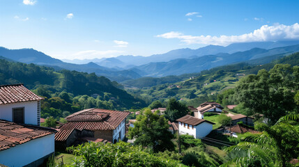  Stunning view of red rooftops in old town surrounded by breathtaking landscapes