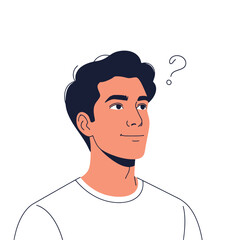 Man with Question Mark: Contemplation and Doubt