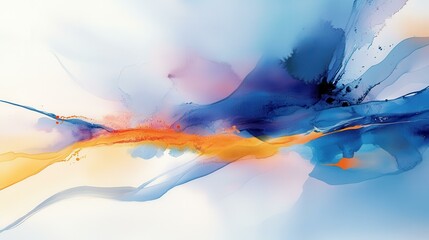Fototapeta premium Abstract painting with swirling blue, orange, and purple colors
