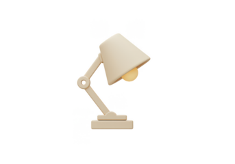 Beige Table Lamp with Lighting Interior Desk Reading 3D Illustration