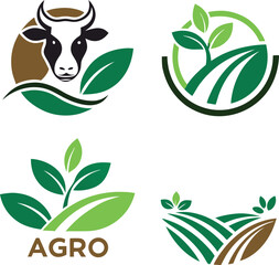 Agricultural farm landscape with crops and a tractor in a vibrant vector illustration