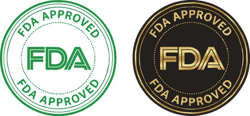 FDA Approved stamp in green and gold on white background