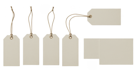 Blank Beige Tag Collection Isolated Transparent Background PNG Image