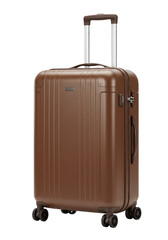 Brown Luggage Suitcase Rolling Travel Bag Vacation Transparent Background