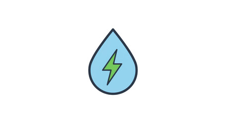 Blue Water Drop with Lightning Illustration Power and Clean Energy