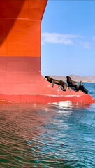 Sea Lions Resting on the Hull of a Cargo Ship