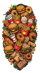 Cartoon Fast Food Illustration Isolated on Transparent Background