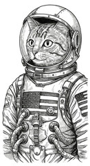 Cat Astronaut In Spacesuit Detailed Illustration Transparent Background