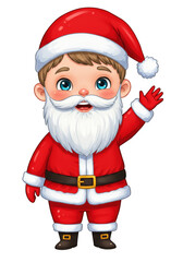 Cheerful Cartoon Santa Boy in Red Outfit Illustration Festive