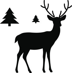 Fototapeta premium Deer Silhouette Isolated on White Background