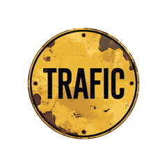 TRFP in bold stencil text on a yellow grunge circle, giving off a rugged street sign aesthetic. Vector illustration.  

