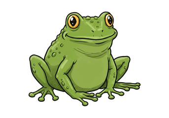 Obraz premium Cartoon Frog Illustration Green Animal Isolated on Transparent Background