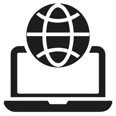Modern silhouette depicting laptop with globe symbolizing ai and global connection