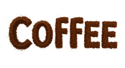 Coffee Lettering Brown Font 3d Render on Transparent Background