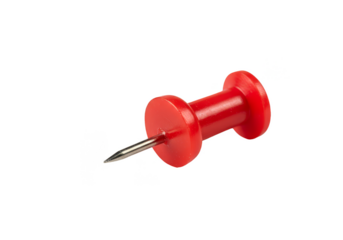 Close Up of Red Thumbtack Pushpin on a Transparent Background