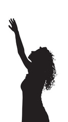 silhouette of woman raising her hand