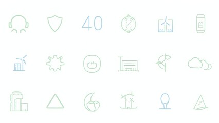 Fototapeta premium 40 Eco Icons – Green Energy, Recycling, and Sustainable Living
