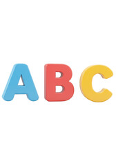 Colorful 3D ABC Letters Alphabet Rendering Transparent Educational Design