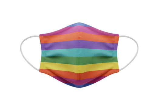 Colorful Striped Face Mask Protection Fabric with Transparent Background