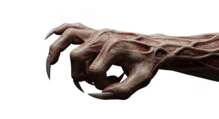 Creepy Horror Monster Hand Claw with Blood and Veins Transparent PNG