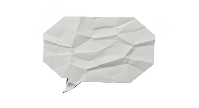 Crumpled Paper Speech Bubble for Text Message Icon Communication Design