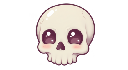 Cute Kawaii Pixel Art Skull Cartoon Transparent Illustration