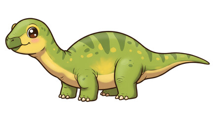 Obraz premium Cute Green Brontosaurus Illustration Baby Dinosaur Cartoon Animal