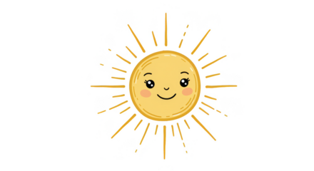 Cute Kawaii Sun Cartoon Character Illustration Transparent Background