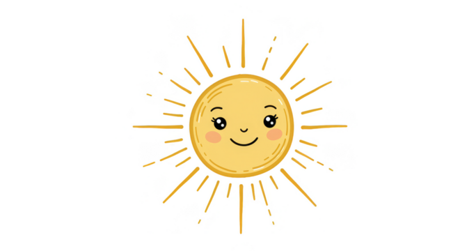 Cute Kawaii Sun Cartoon Character Illustration Transparent Background