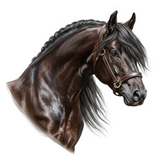 Obraz premium Detailed Black Horse Head Portrait Transparent Background Equine Art