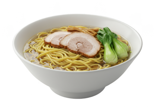 Delicious Ramen Noodles with Pork Chashu in a Bowl Transparent Background