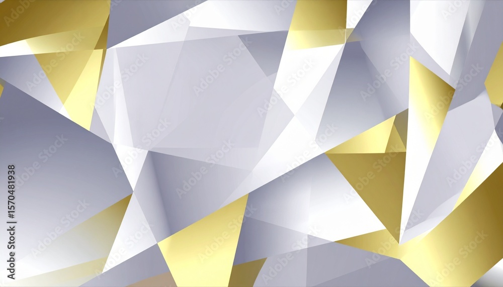 Aufkleber Luxury abstract background with gold and silver metallic geometric shapes. Modern polygonal 3D pattern with crystal facets for an elegant and futuristic design.