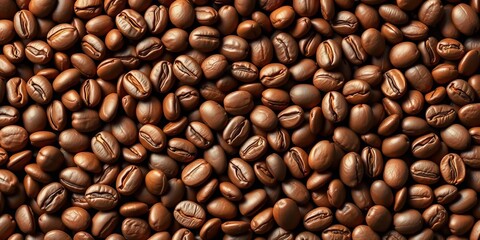 Fototapeta premium Seamless coffee bean background, rich brown tones, vector illustration, fabric, surface pattern