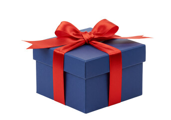 Obraz premium Festive Blue Gift Box Tied with Elegant Red Bow Illustration