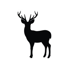 Fototapeta premium Deer Silhouette Isolated on White Background