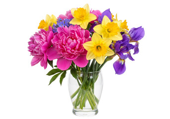 Floral Bouquet PNG Transparent Background Blossoming Peonies and Daffodils