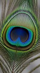 Obraz premium Detailed Peacock Feather Eye Close-up with Vibrant Blue and Green Colors