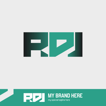 Bold monogram logo of the letters RDJ in a modern geometric style, ideal for tech startups, branding, or personal identity with a futuristic and professional look.