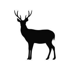 Deer Silhouette Isolated on White Background
