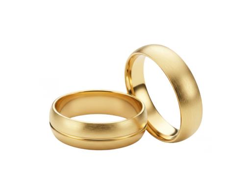 Elegant Gold Rings Wedding Pair Jewelry Band on Transparent Background