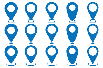Location map pin icons set. Modern map marker collection. Pinpoint. Location pin icon. Map pin place marker. Map marker pointer icon. GPS location symbol. Design can use for web and mobile app. 