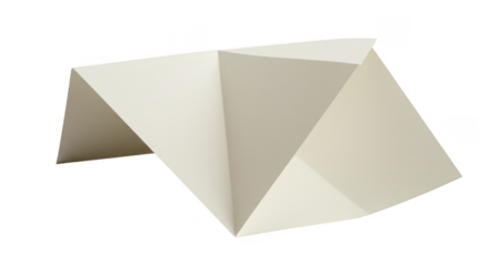 Geometric Beige Origami Paper Shape on Transparent Background