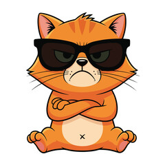 Obraz premium Angry Cool Cat Wearing Sunglasses