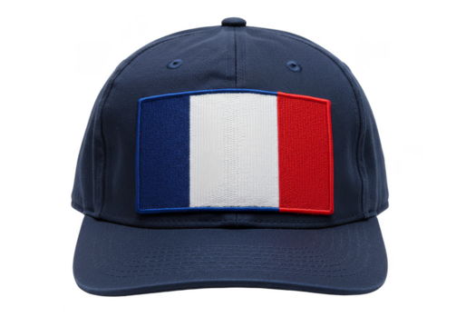 France Flag Patch on Cap Isolated Fashionable Patriotic Apparel