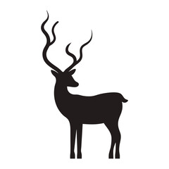 Deer Silhouette Isolated on White Background