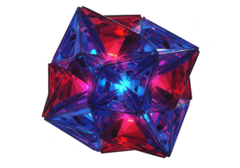Geometric Crystal Gem Polygon Abstract 3d Render With Transparent Background
