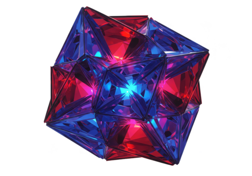 Geometric Crystal Gem Polygon Abstract 3d Render With Transparent Background