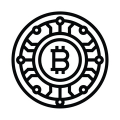 Bitcoin Icon Outline Vector Illustration