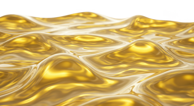 Glossy Golden Liquid Abstract Surface Texture Wavy 3D Background