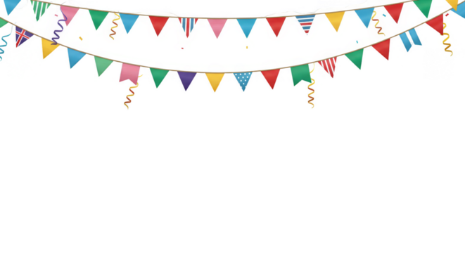 Festive Flag Banner Decoration Transparent Background Celebration Design - Powered by Adobe